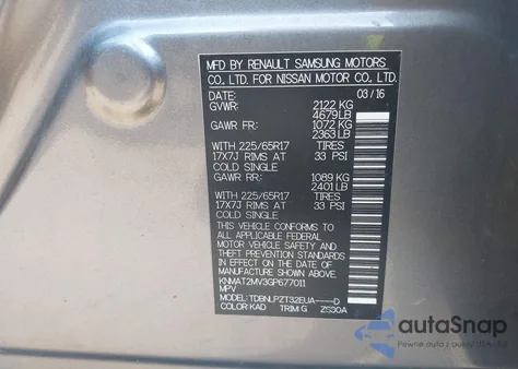 2016 Nissan Rogue S/Sl/Sv z USA, uszkodzony, nr VIN KNMAT2MV3GP677011